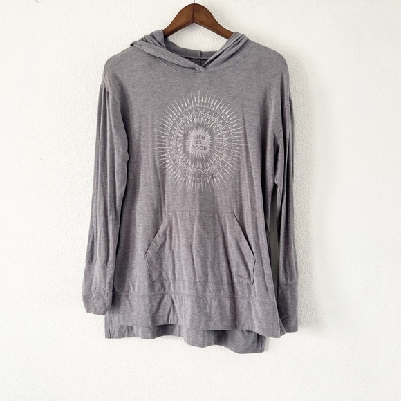 Life Is Good Sun Ray Relaxed Hoodie Athleisure Small Oversized Flex Tunic Boho - Picture 1 of 12